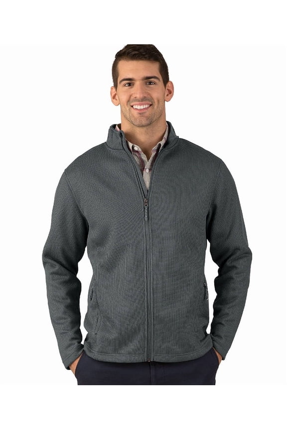 Apparel 9748 Men's Heritage Rib Knit Jacket-Grey-M
