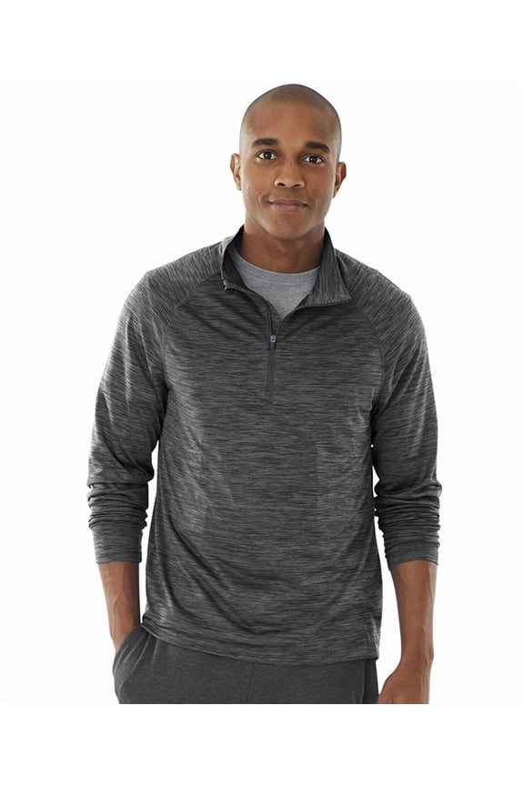 Apparel 9763 Men's Space Dye Performance Pullover-Black-5XL