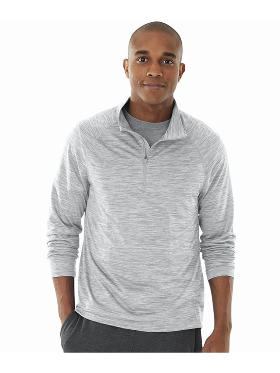 Apparel 9763 Men's Space Dye Performance Pullover-Grey-XXL
