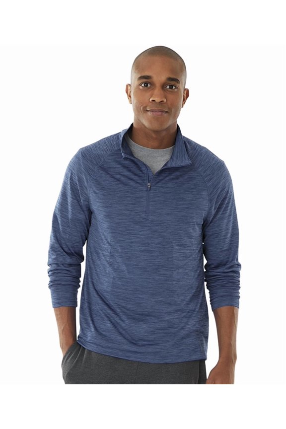 Apparel 9763 Men's Space Dye Performance Pullover-Navy-S