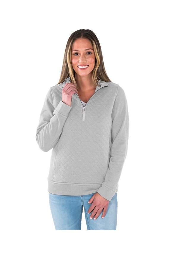 Apparel 5368 Women's Franconia Quilted Pullover-Heather Grey-S
