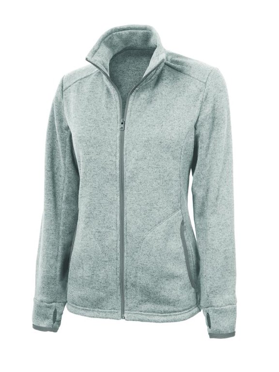 Women's Heathered Fleece Jacket in Light Grey Heather XXL | 5493