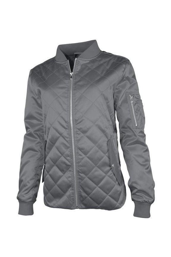 Apparel 5027 Women's Quilted Boston Flight Jacket-Grey-3XL