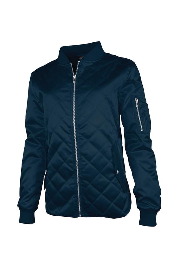 Apparel 5027 Women's Quilted Boston Flight Jacket-Navy-L