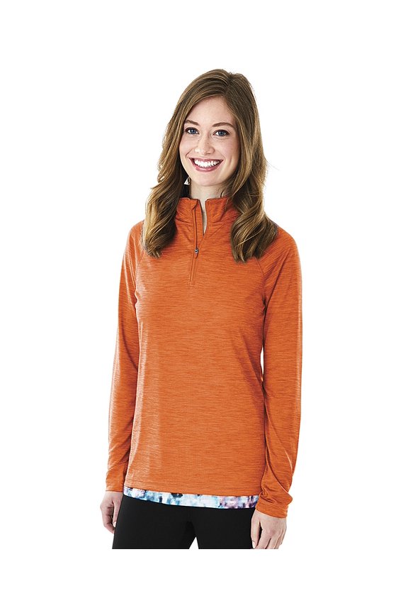Women's Space Dye Performance Pullover in Orange XS | 5763