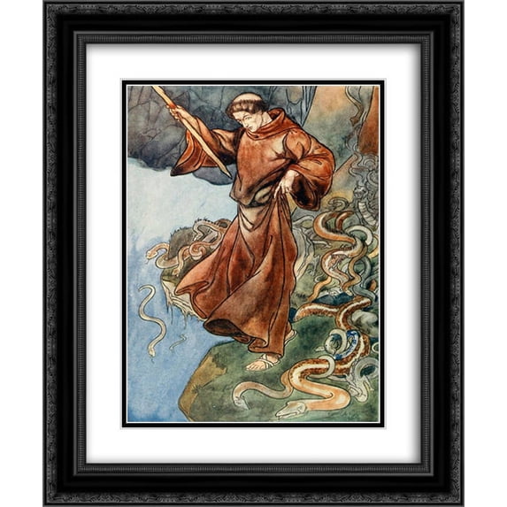 Charles Robinson 2x Matted 20x24 Black Ornate Framed Art Print 'Thus the people were free for all time from the fear of poisonous reptiles'