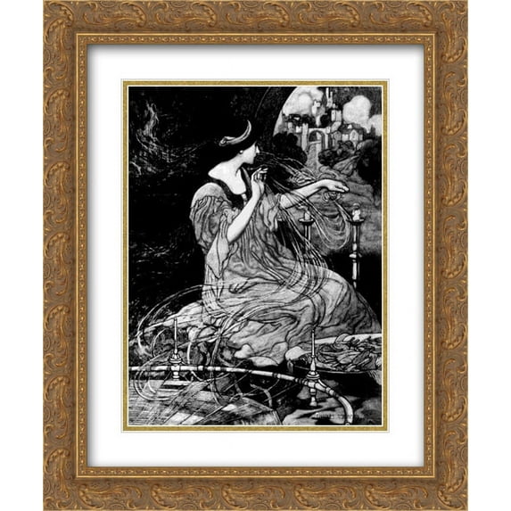 Charles Robinson 2x Matted 20x24 Gold Ornate Framed Art Print 'The Lady of Shalott'