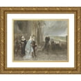 thumbnail image 1 of Charles Rochussen 14x11 Gold Ornate Wood Frame and Double Matted Museum Art Print Titled - Op Den Buitkijk, Scene from the 12th Century (1880), 1 of 4