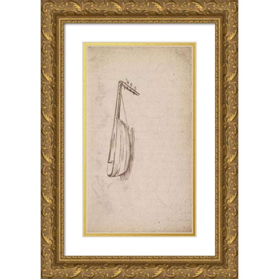 Charles Samuel Keene 10x14 Gold Ornate Wood Frame and Double Matted Museum Art Print Titled - Sketchbook Drawing (Between 1846 and 1852)