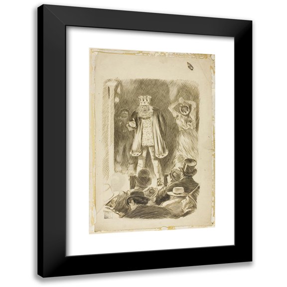 Charles Samuel Keene 11x14 Black Modern Framed Museum Art Print Titled - Lord Salisbury Addressing a Meeting (1870-91)