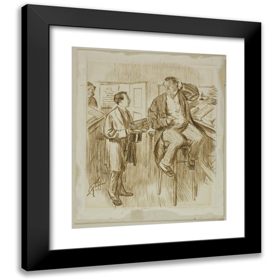 Charles Samuel Keene 12x14 Black Modern Framed Museum Art Print Titled - For the Third Time of Asking (1870-91)