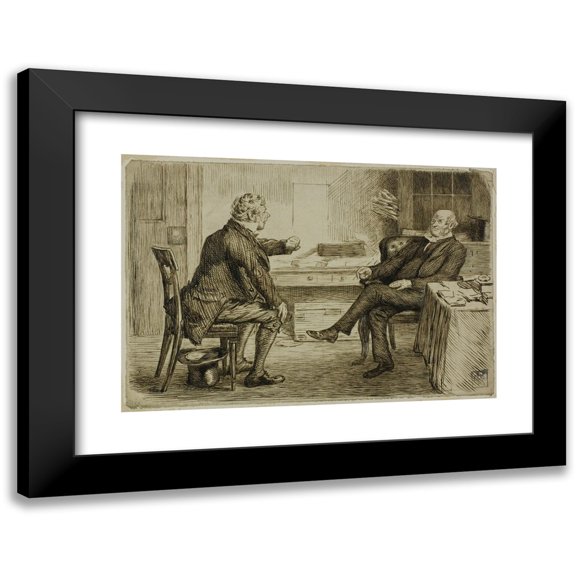 Charles Samuel Keene 14x11 Black Modern Framed Museum Art Print Titled - Solicitor and Client (1870-91)