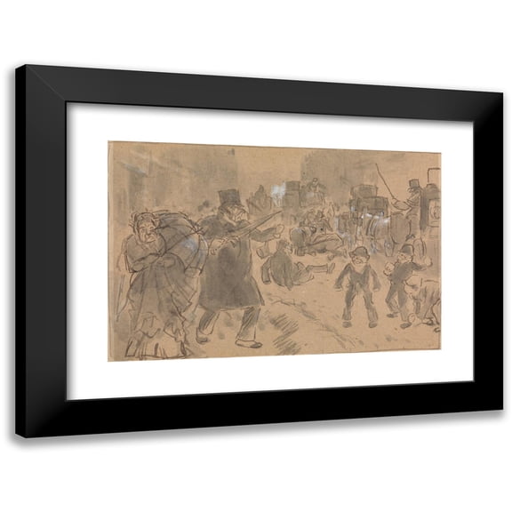 Charles Samuel Keene 14x11 Black Modern Framed Museum Art Print Titled - Street Scene