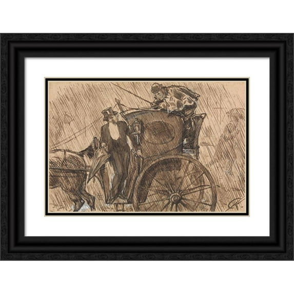 Charles Samuel Keene 14x11 Black Ornate Wood Framed Double Matted Museum Art Print Titled: Arcades Amb