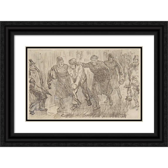 Charles Samuel Keene 14x11 Black Ornate Wood Framed Double Matted Museum Art Print Titled: Happy Thought (1876)