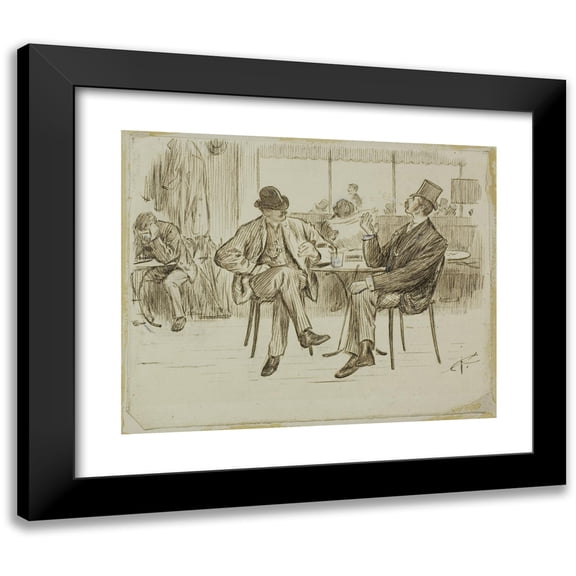 Charles Samuel Keene 14x12 Black Modern Framed Museum Art Print Titled - Cafe Scene (1870-91)