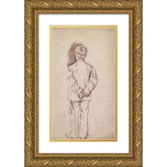Charles Samuel Keene 16x24 Gold Ornate Framed and Double Matted Museum Art Print Titled - Sketchbook Drawing (Between 1846 and 1852)