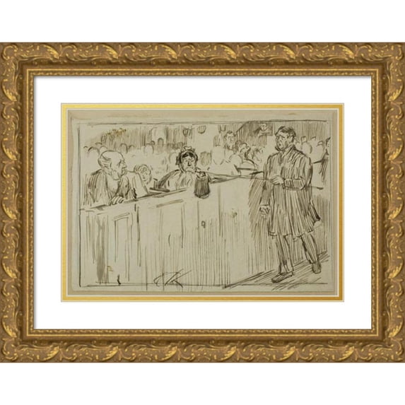 Charles Samuel Keene 24x18 Gold Ornate Framed and Double Matted Museum Art Print Titled - Force of Habit (1870-91)