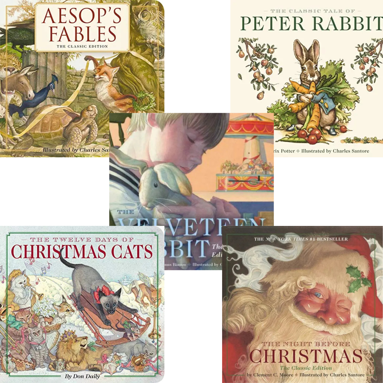 Charles Santore Classic Board Book Set: The Velveteen Rabbit; Aesop's ...