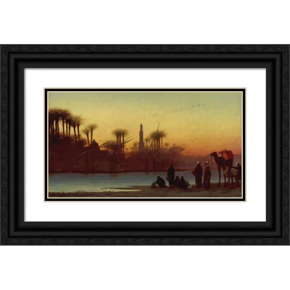 Charles Théodore Frère 18x12 Black Ornate Wood Framed Double Matted Museum Art Print Titled - Near Manfalout, Egypt