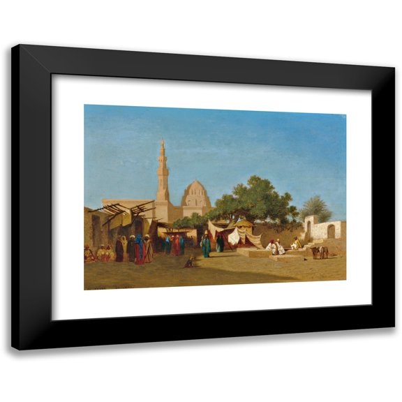 Charles Théodore Frère 18x14 Black Modern Framed Museum Art Print Titled - The Mosque of Sultan Hassan, Cairo