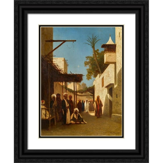 Charles Théodore Frère 19x24 Black Ornate Framed Double Matted Museum Art Print Titled: A Street in Damascus
