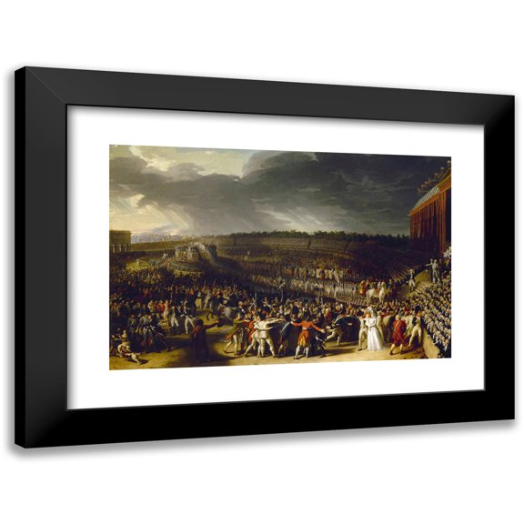 Charles Thévenin 14x11 Black Modern Framed Museum Art Print Titled - The Federation Party on July 14, 1790, at Champ-De-Mars, Current 7th Arrondissement. (1792)
