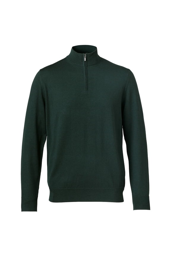 Men's Merino 1/4 Zip-Neck Sweater - (Forest Green, X-Large)