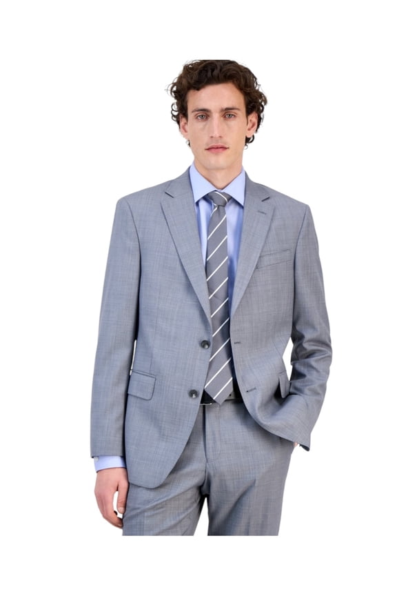 Mens Classic fit Suit Jacket Blazer 44 S Mid Grey Solid Stretch