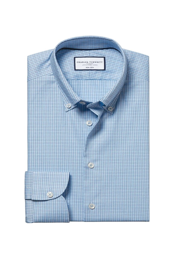 mens   Non-Iron Pinpoint Oxford Check Shirt, 14H