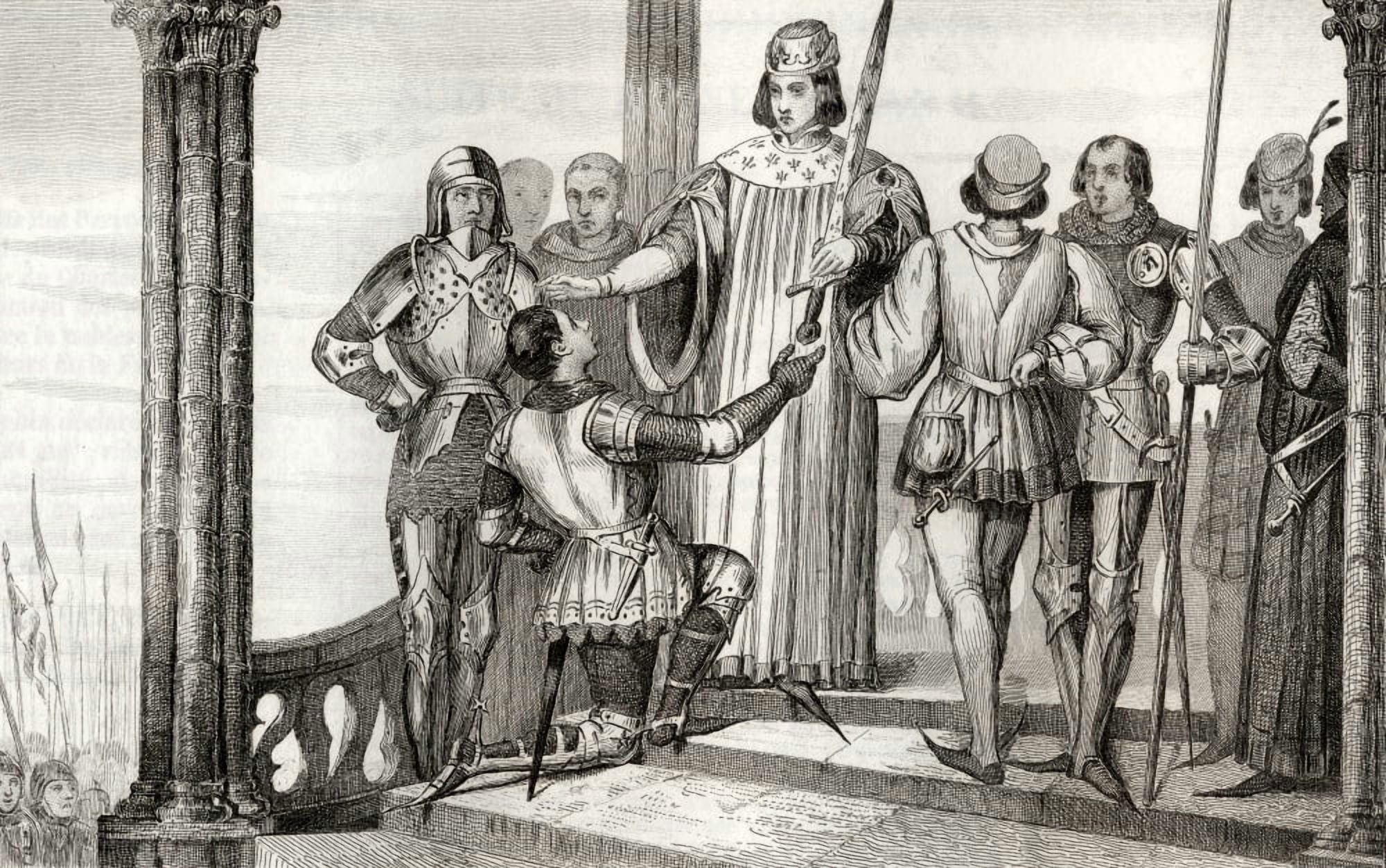Charles V The Wise 1338 To 1390 Presents His Sword To Duguesdin From Histoire De France By Colart Published Circa 1840 Canvas Art - Ken Welsh Design Pics (18 x 11)
