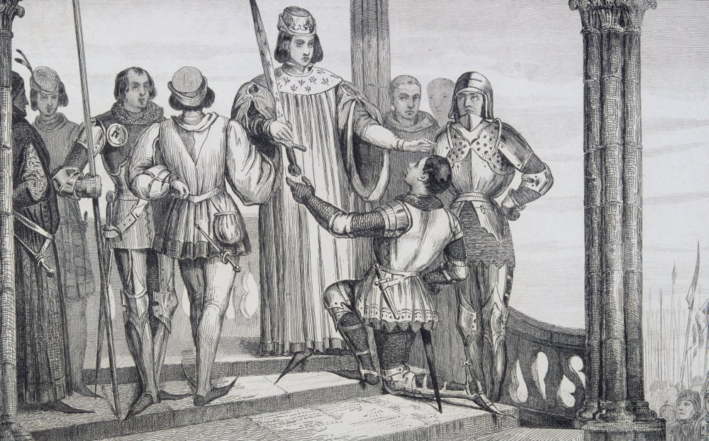 Charles V The Wise 1358 To 1380 Presents His Sword To Duguesdin From Histoire De France By Colart Published Circa 1840 Canvas Art - Ken Welsh Design Pics (36 x 22)