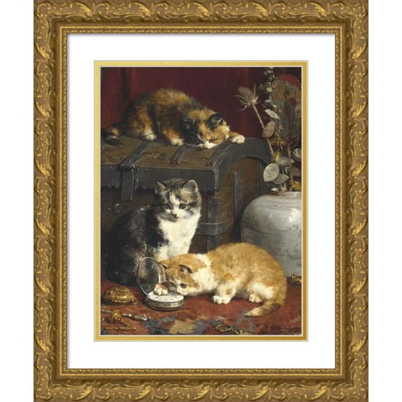 Charles Van Den Eycken 19x24 Gold Ornate Framed and Double Matted Museum Art Print Titled - What Time is it (1903)