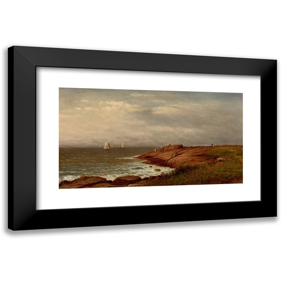 Charles W. Knapp 14x10 Black Modern Framed Museum Art Print Titled - Along the Shore, Narragansett (circa 1880)