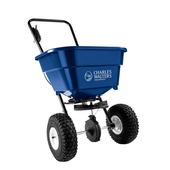 Charles Walters Equipment CW1500 Estate Style Broadcast Spreader for Spreading Fertilizer and Ice Melt on Lawns, Sidewalks, and Driveways, 65lb Capacity, 31" x 32"