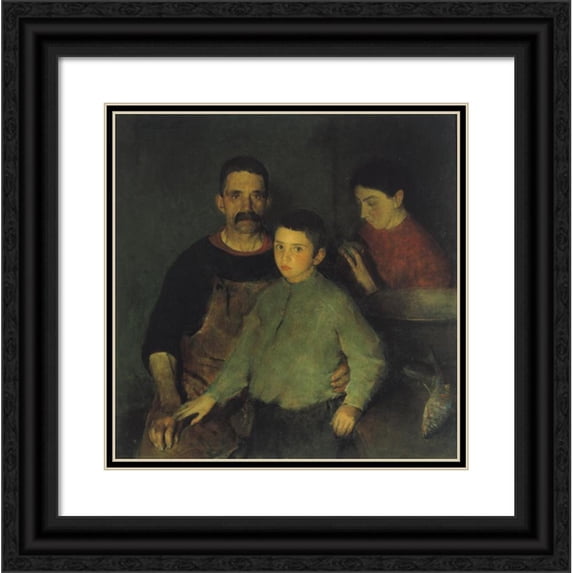 Charles Webster Hawthorne 12x12 Black Ornate Wood Framed Double Matted Museum Art Print Titled: The Family (1911)