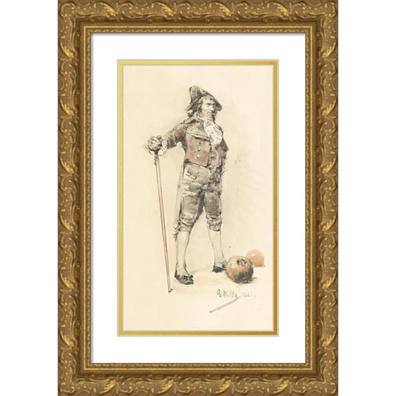 Charles Wilda 12x18 Gold Ornate Wood Frame and Double Matted Museum Art Print Titled - A Gentleman in the Directoire Costume