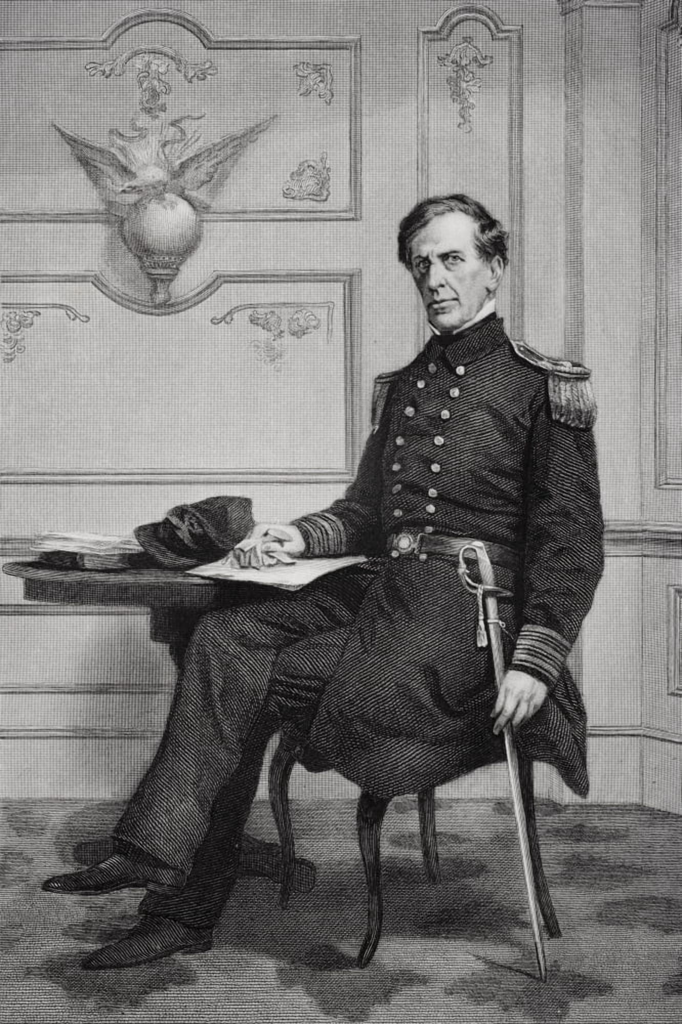 Charles Wilkes 1798 To 1877 American Naval Officer Who Explored Area Of Antarctica Now Known As Wilkes Land From Painting By Alonzo Chappel Canvas Art - Ken Welsh Design Pics (11 x 17)