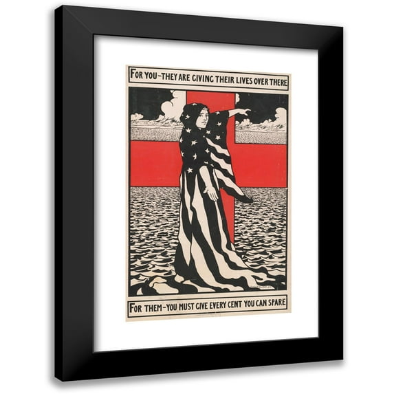 Charles William Bartlett 11x14 Black Modern Framed Museum Art Print Titled - For You - They Are Giving Their Lives Over There-For Them - You Must Give Every Cent You Can Spare (1918)