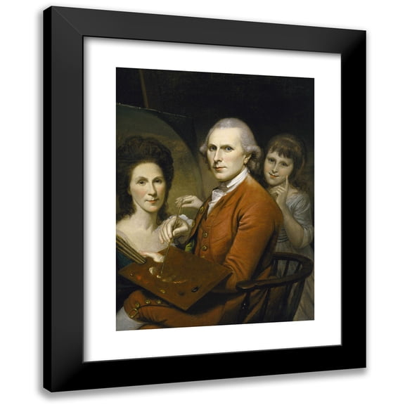 Charles Willson Peale 11x14 Black Modern Framed Museum Art Print Titled - Self-Portrait with Angelica and Portrait of Rachel