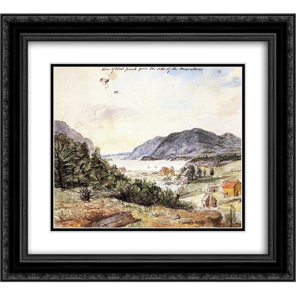 Charles Willson Peale 2x Matted 24x20 Black Ornate Framed Art Print 'View of West Point from the Side of the Mountain'