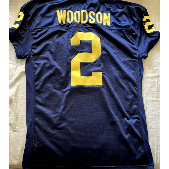 Charles Woodson Michigan Wolverines navy blue stitched game cut jersey NEW