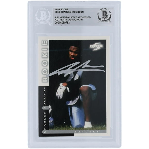Charles Woodson Oakland Raiders Autographed 1998 Score Series 1 Silver Ink #236 Beckett Fanatics Witnessed Authenticated Rookie Card - Fanatics Authentic Certified
