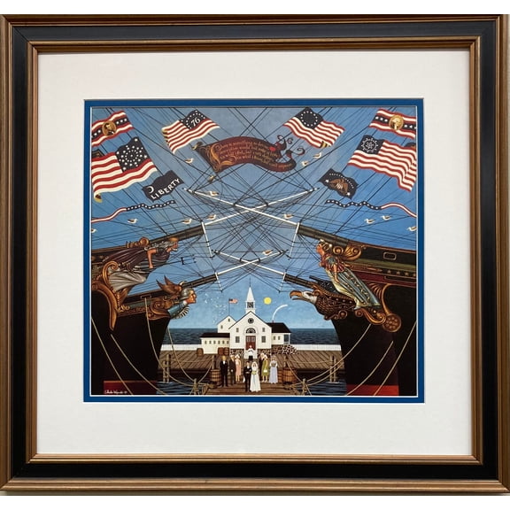 Charles Wysocki "Dockside Marriage" New CUSTOM FRAMED Art Americana Generic