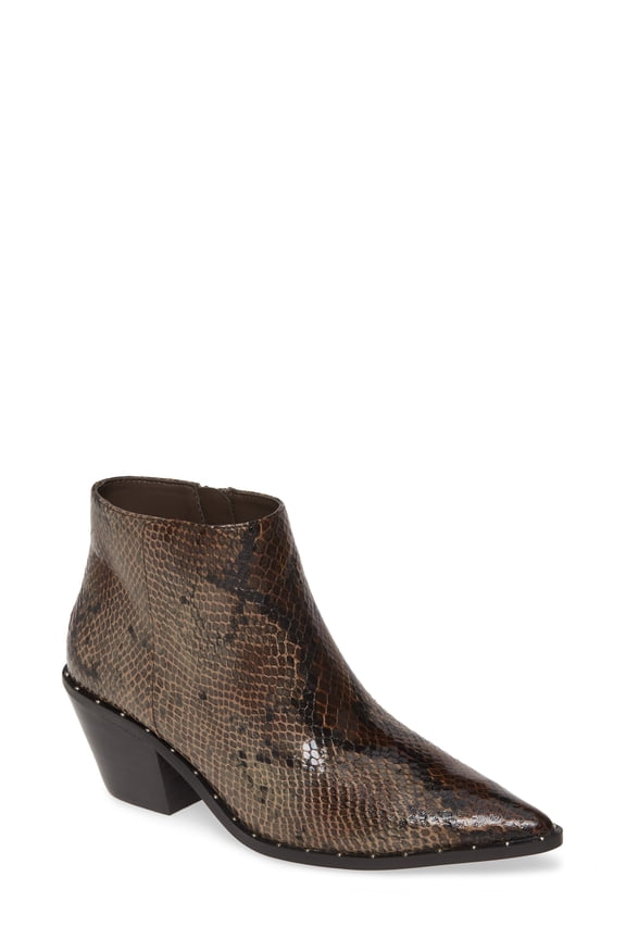 Charles by Charles David Women's Snakeskin Embossed Faux Leather Ankle Boots - Dark Brown - Size 6