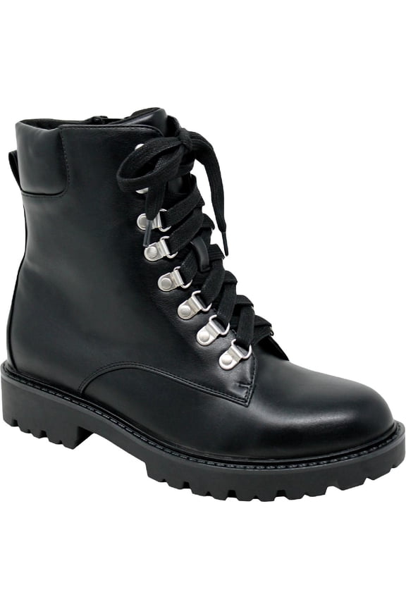 Womens RANDY Faux Leather Combat & Lace-up Boots