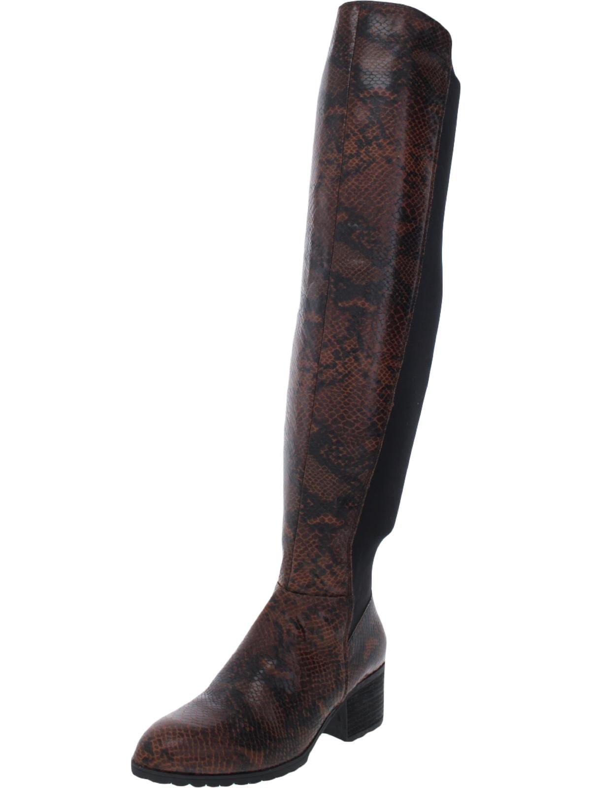 Charles David Women's Reason Over-The-Knee Boots - Faux Leather Stretch OTK Boots Flat Heel