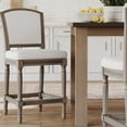 thumbnail image 1 of Charleston 26" Weathered Gray Counter-Height Bar Stool with Gray Upholstered Seat and Back, 1 of 8