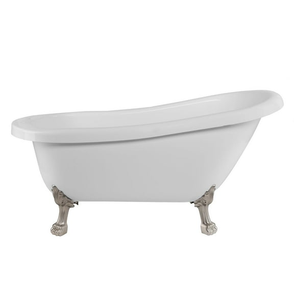 Charleston 67 Inch Acrylic Slipper Clawfoot Tub - Rim Faucet Drillings - Lion Paw Feet