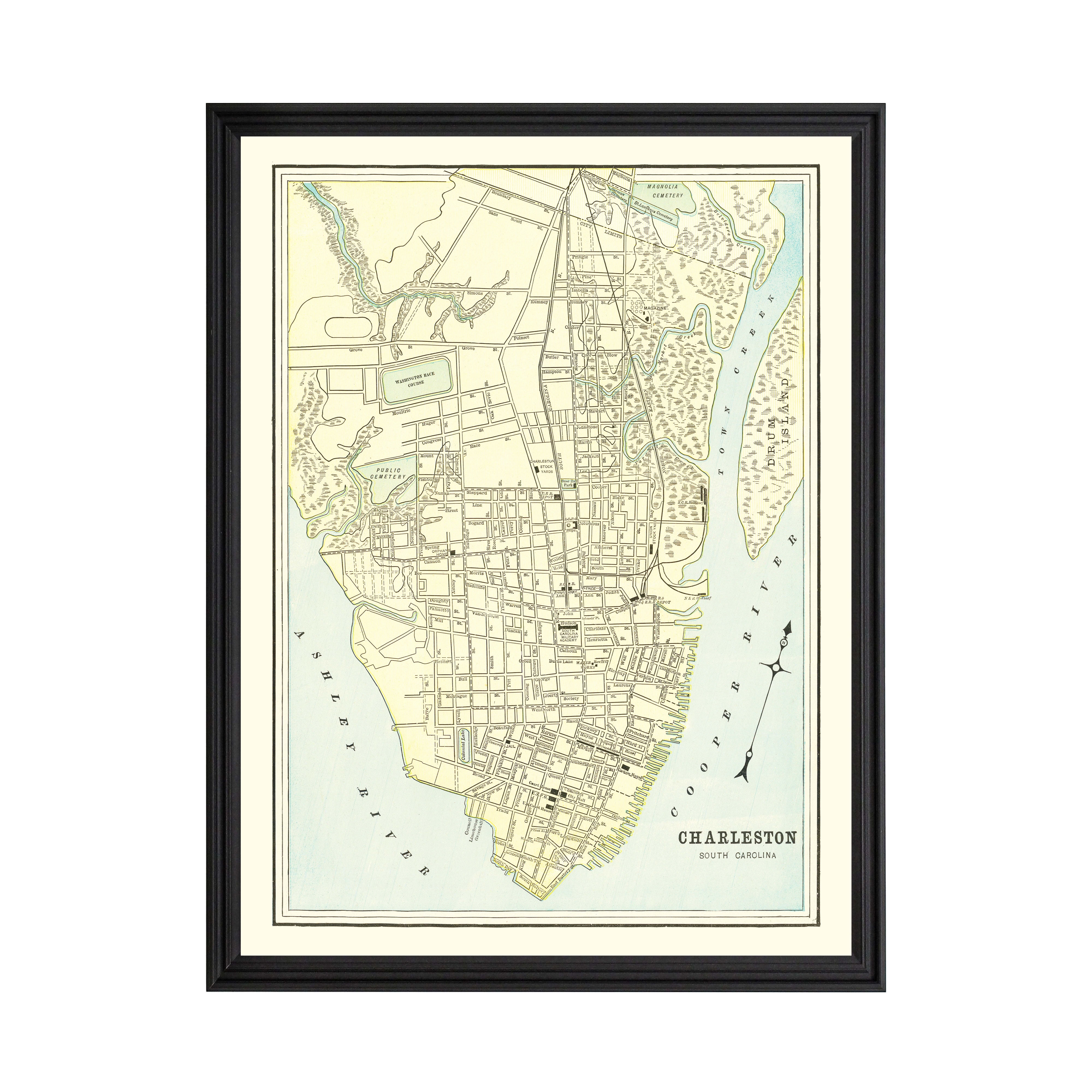 Charleston Art, 1895 Vintage Map of Charleston South Carolina, SC ...